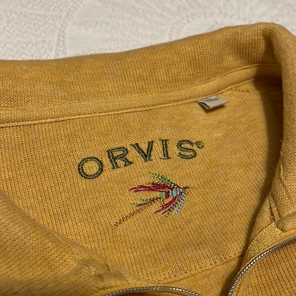 Orvis yellow cotton half zip pullover size large - Picture 2 of 9